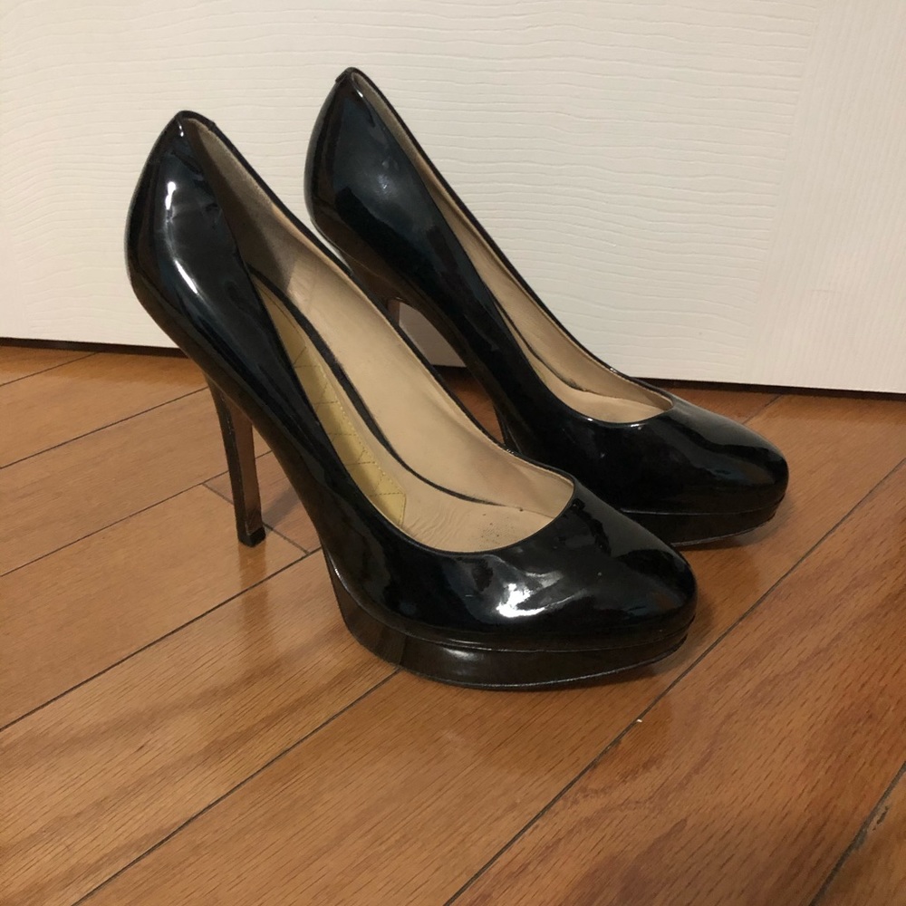 Joan David black patent leather heels. 4” heel